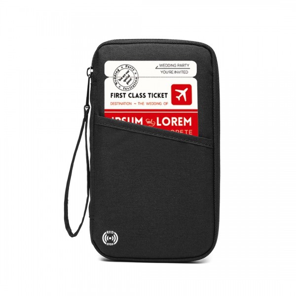 E1968 - Kono RFID-Blocking Travel Wallet - Black