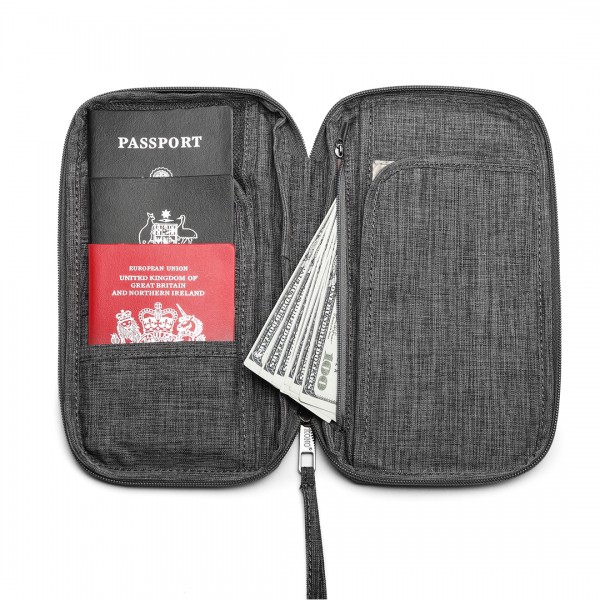 E1968 - Kono RFID-Blocking Travel Wallet - Grey