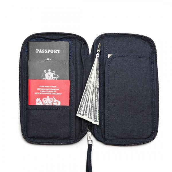 E1968 - Kono RFID-Blocking Travel Wallet - Navy