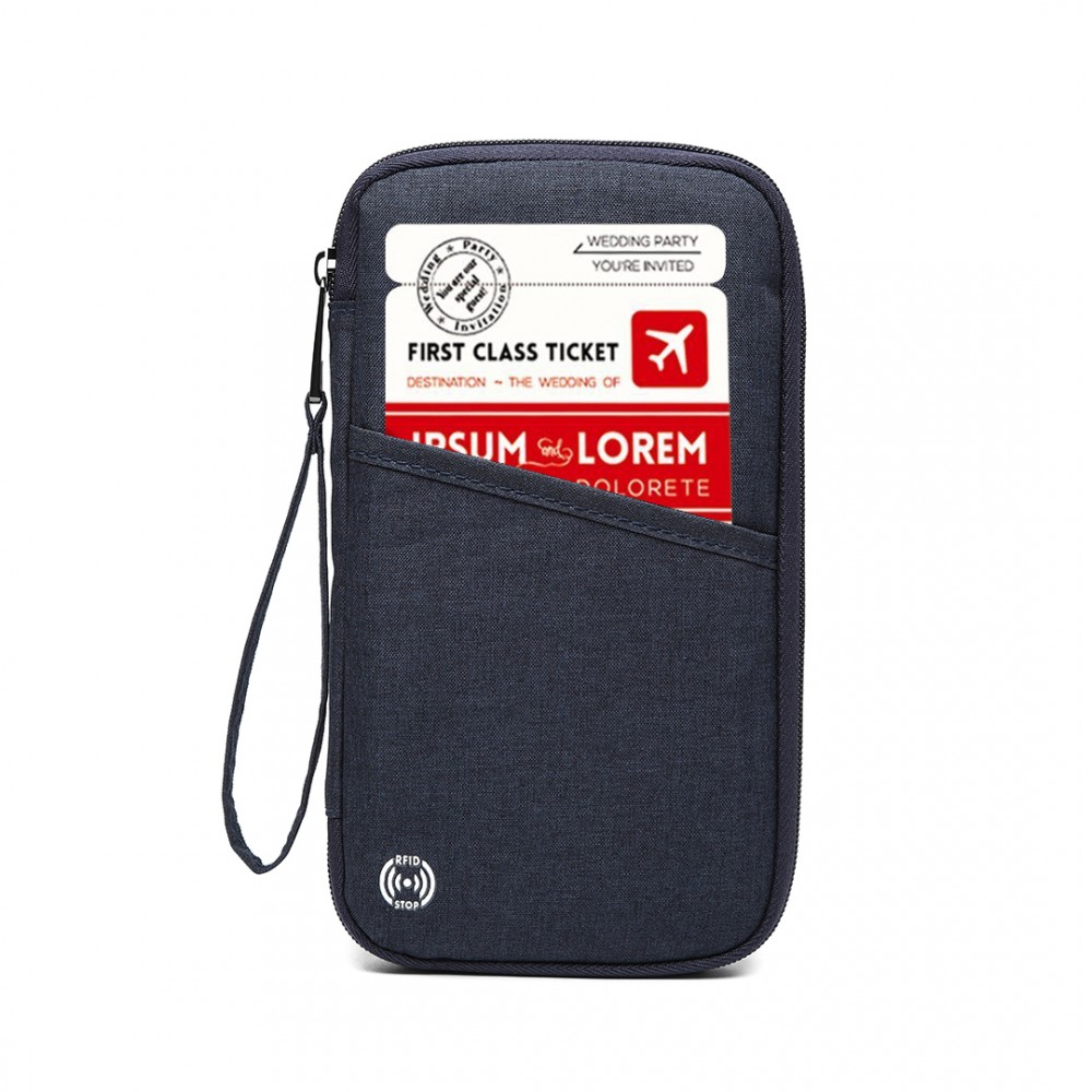 E1968 Kono RFIDBlocking Travel Wallet Navy