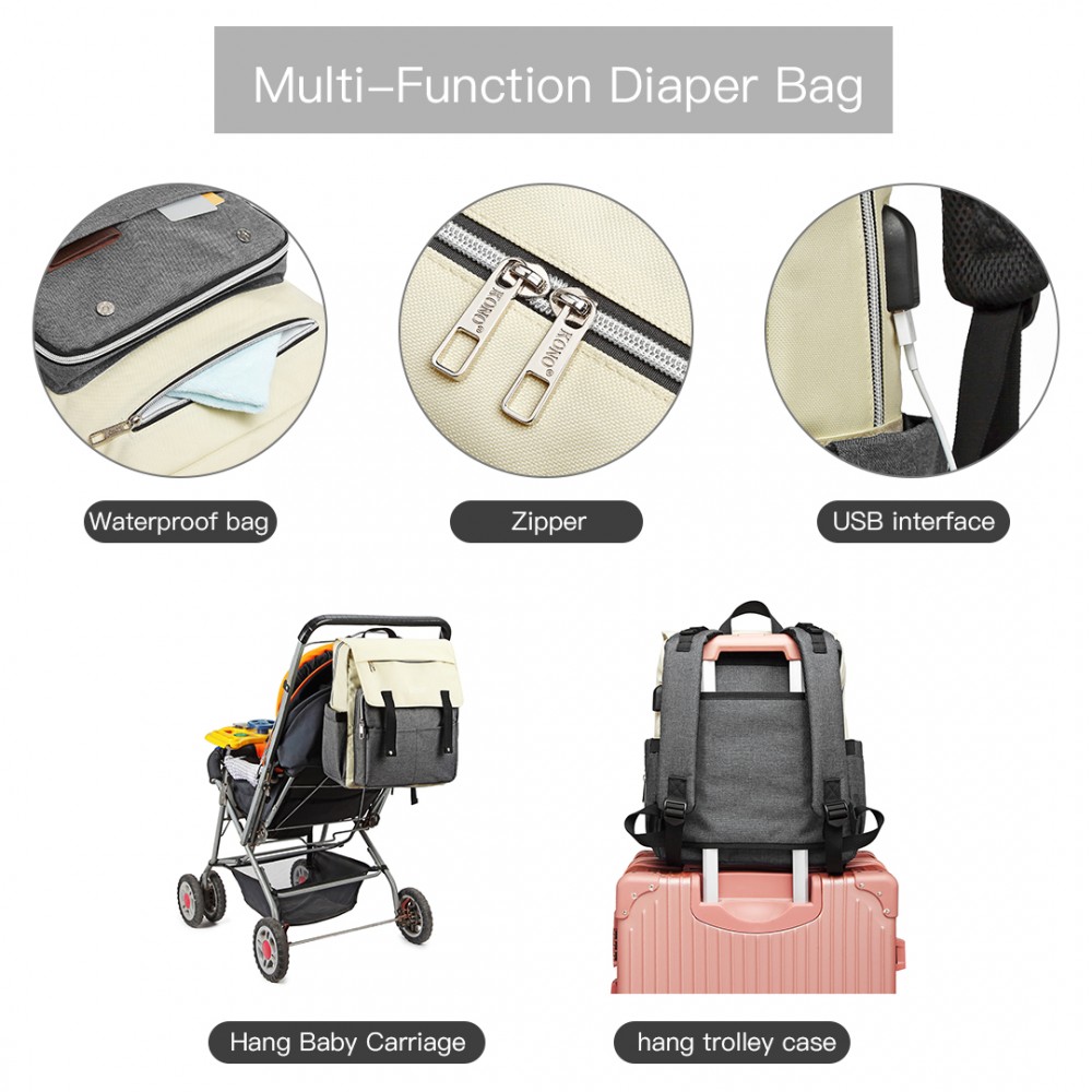 E1970 Kono Multi Compartment Baby Changing Backpack with USB
