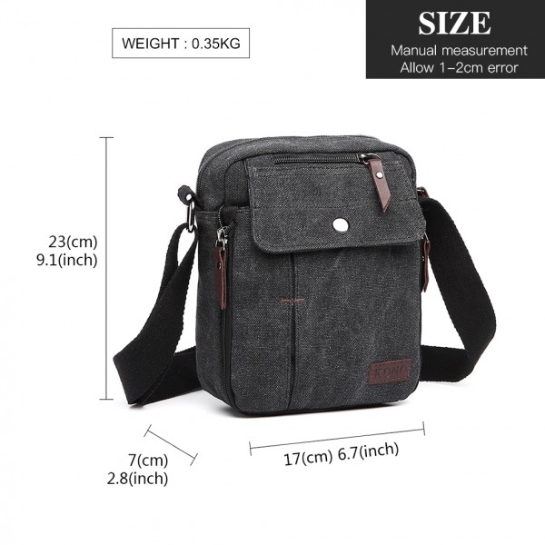 E1971 - Kono Multi Pocket Cross Body Umhängetasche - Schwarz E1971 - Kono Multi Pocket Cross Body Umhängetasche - Schwarz