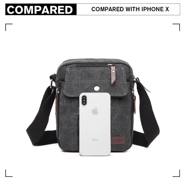 E1971 - Kono Multi Pocket Cross Body Umhängetasche - Schwarz E1971 - Kono Multi Pocket Cross Body Umhängetasche - Schwarz