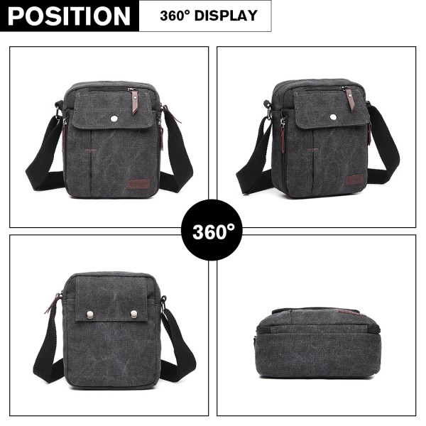 E1971 - Kono Multi Pocket Cross Body Umhängetasche - Schwarz E1971 - Kono Multi Pocket Cross Body Umhängetasche - Schwarz