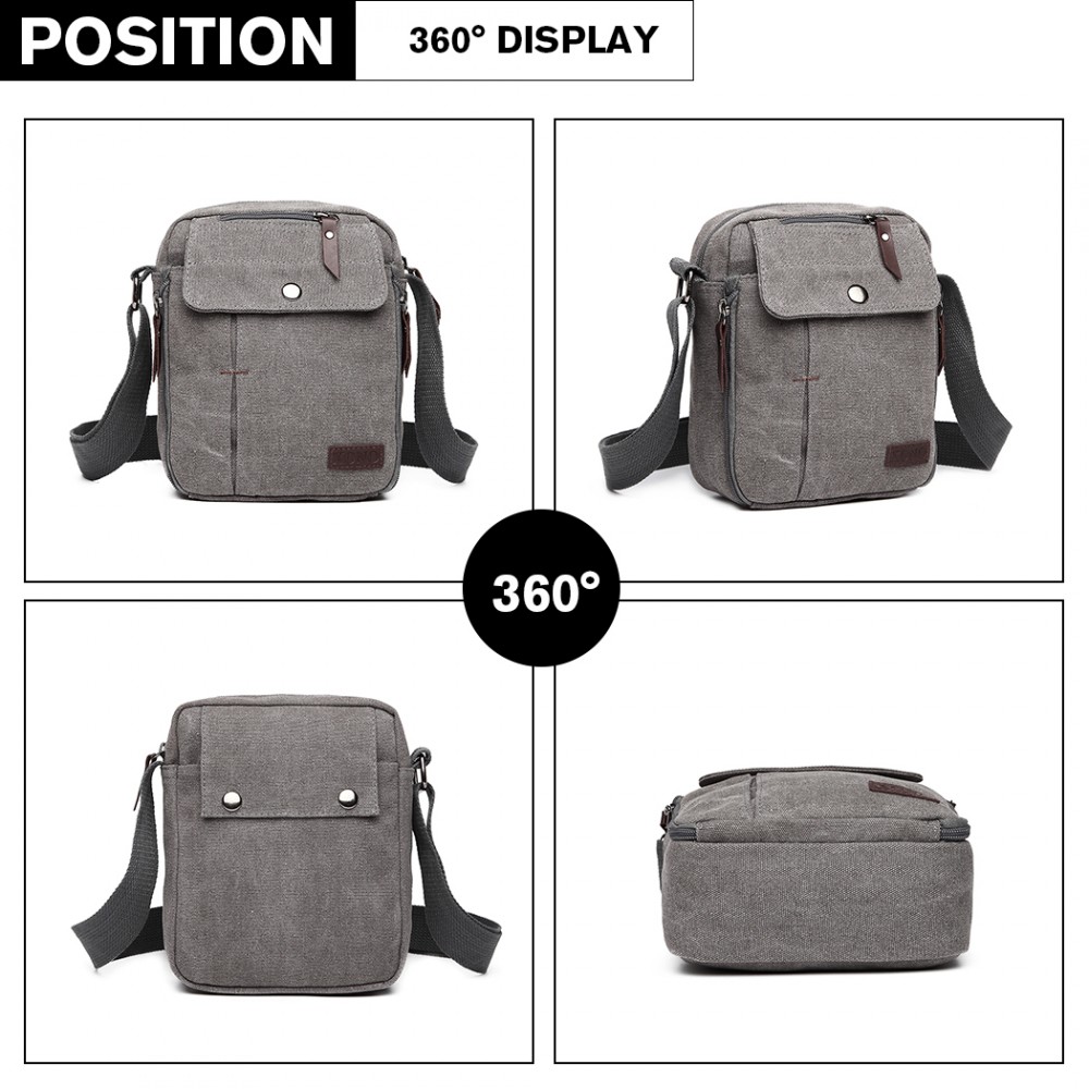 E1971 - Kono Multi Pocket Cross Body Shoulder Bag - Grey