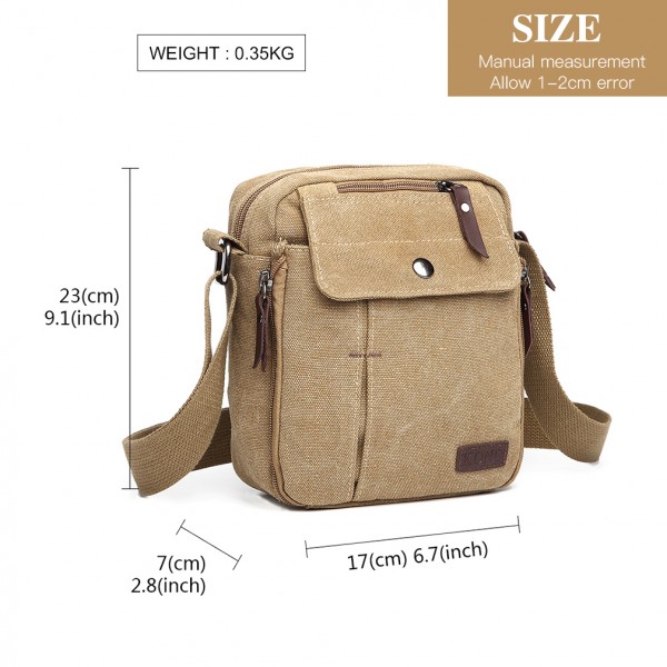 E1971 - Kono Multi Pocket Cross Body Umhängetasche - Khaki E1971 - Kono Multi Pocket Cross Body Umhängetasche - Khaki