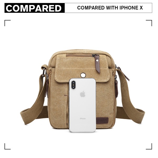 E1971 - Kono Multi Pocket Cross Body Umhängetasche - Khaki E1971 - Kono Multi Pocket Cross Body Umhängetasche - Khaki