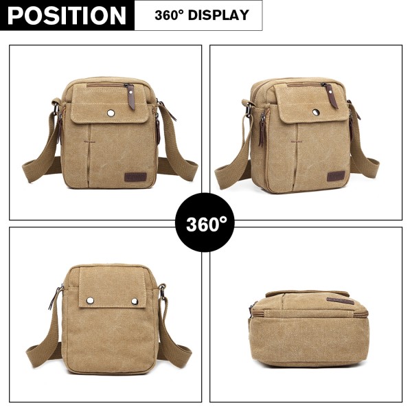E1971 - Kono Multi Pocket Cross Body Umhängetasche - Khaki E1971 - Kono Multi Pocket Cross Body Umhängetasche - Khaki