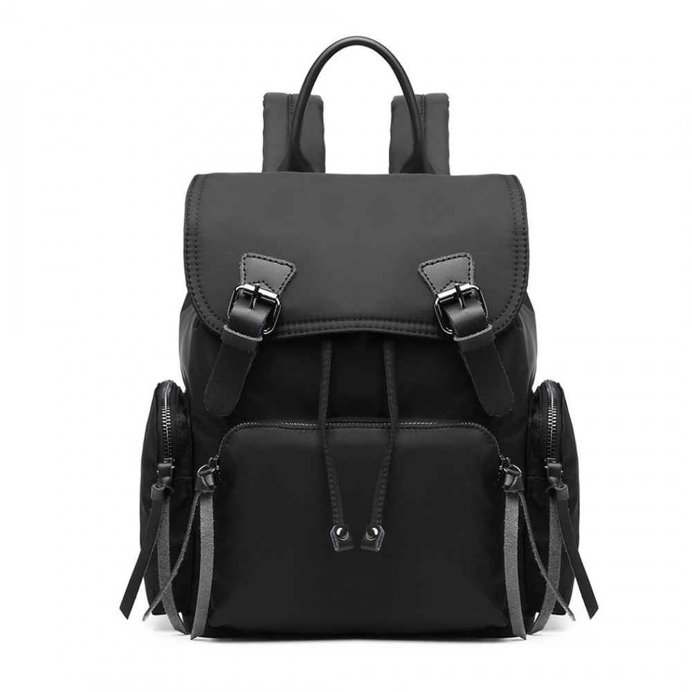 E1979 Kono Nylon Satchel Style Backpack Black