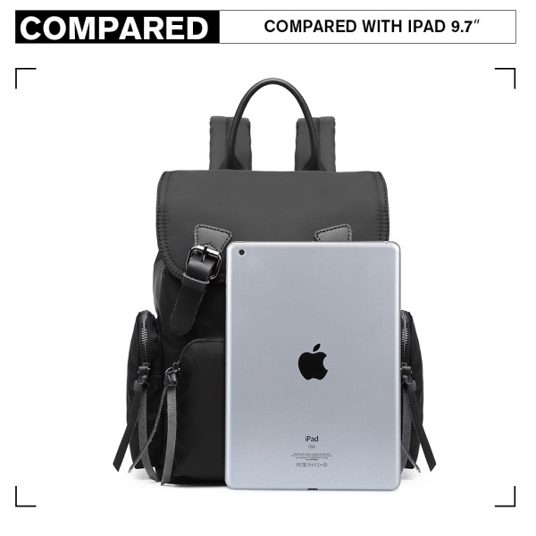 E1979 - Kono Nylon Satchel Style Backpack - Black