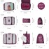 E2019 - Kono 8 pièces en Polyester Sacs de Rangement pour Bagages de Voyage - Bordeaux