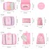 E2019 - Kono 8 Piece Polyester Travel Luggage Organiser Bag Set - Pink