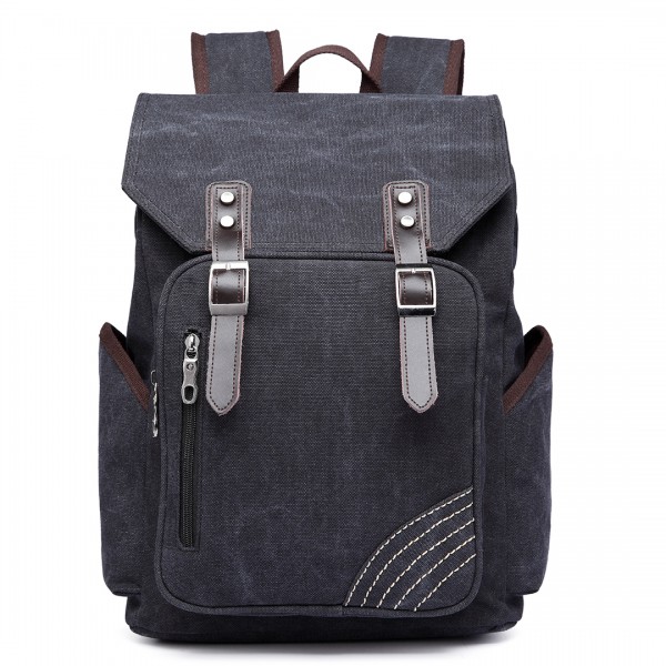 E6644- Kono Vintage Canvas Backpack School / Casual / Outdoor Rucksack black