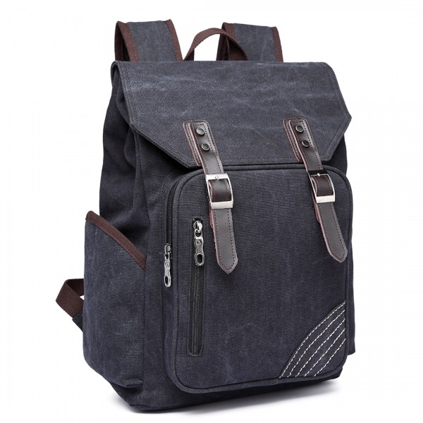 E6644- Kono Vintage Canvas Backpack School / Casual / Outdoor Rucksack black