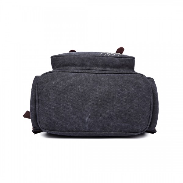 E6644- Kono Vintage Canvas Backpack School / Casual / Outdoor Rucksack black
