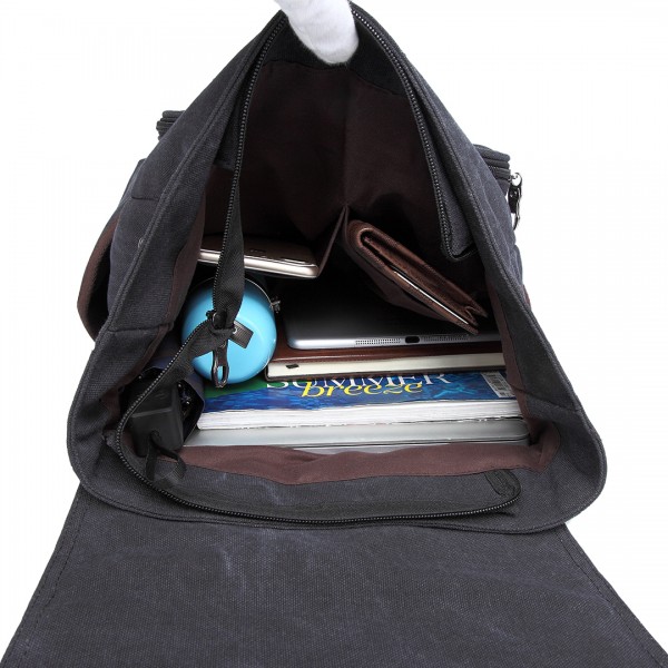 E6644- Kono Vintage Canvas Backpack School / Casual / Outdoor Rucksack black