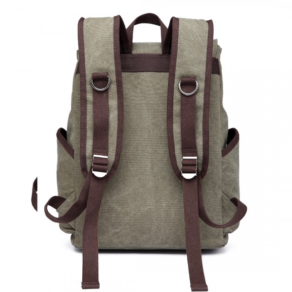 E6644- Kono Vintage Canvas Backpack School / Casual / Outdoor Rucksack  green