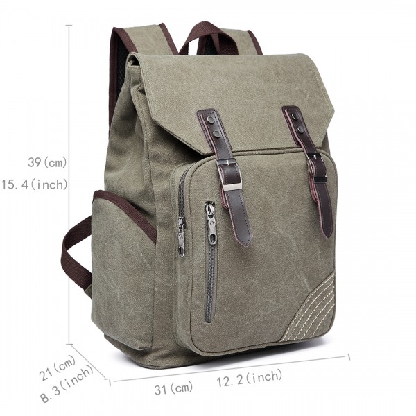 E6644- Kono Vintage Canvas Backpack School / Casual / Outdoor Rucksack  green