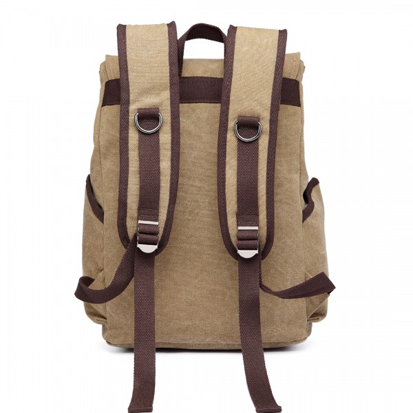 E6644 - Kono Vintage Canvas Backpack School / Casual / Outdoor Rucksack khaki