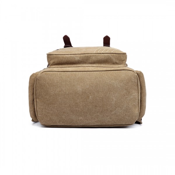 E6644 - Kono Vintage Canvas Backpack School / Casual / Outdoor Rucksack khaki