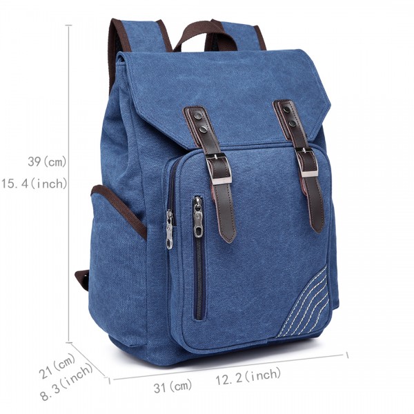 E6644 - Kono Vintage Canvas Backpack School / Casual / Outdoor Rucksack navy E6644 - Kono Vintage Canvas Backpack School / Casual / Outdoor Rucksack navy