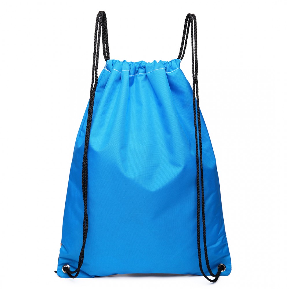 E6645 Kono Unisex Drawstring Sport Backpack Plain Blue