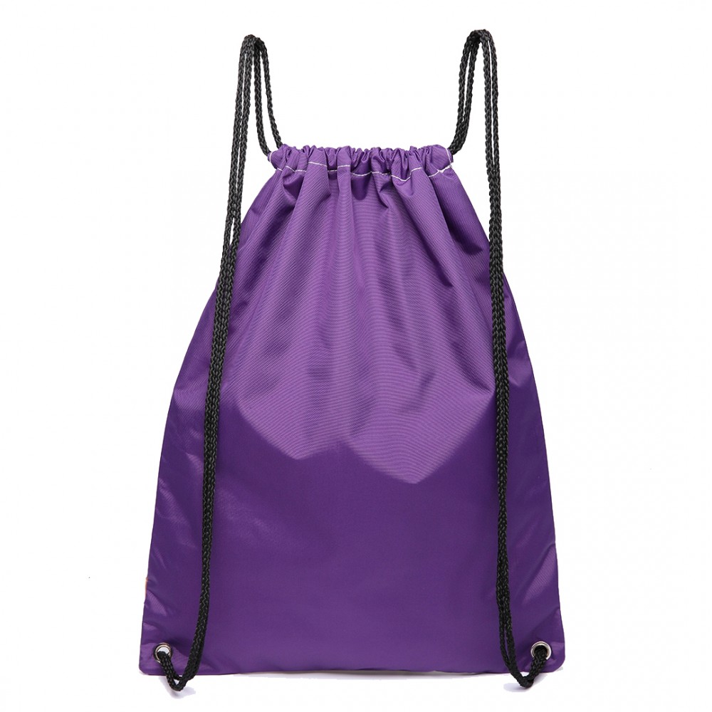 E6645 Kono Unisex Drawstring Sport Backpack Plain Purple