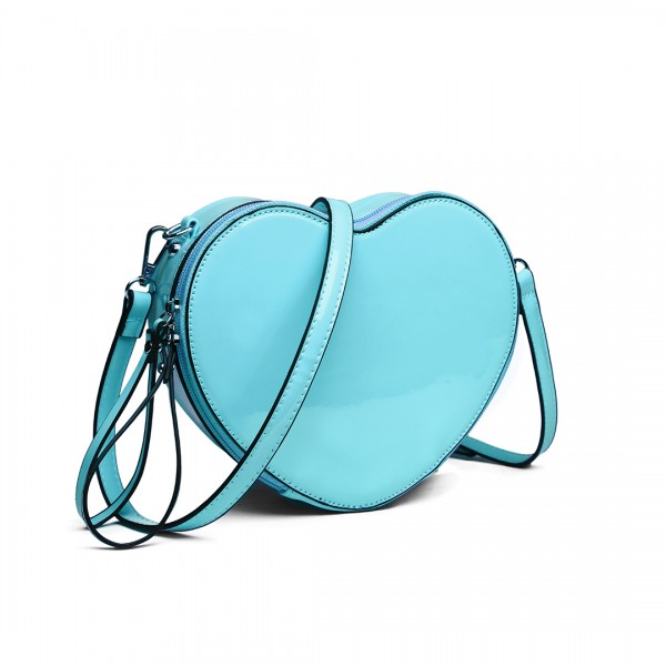 E6703 - Miss Lulu Ladies Heart-shaped Cross body Bag Blue