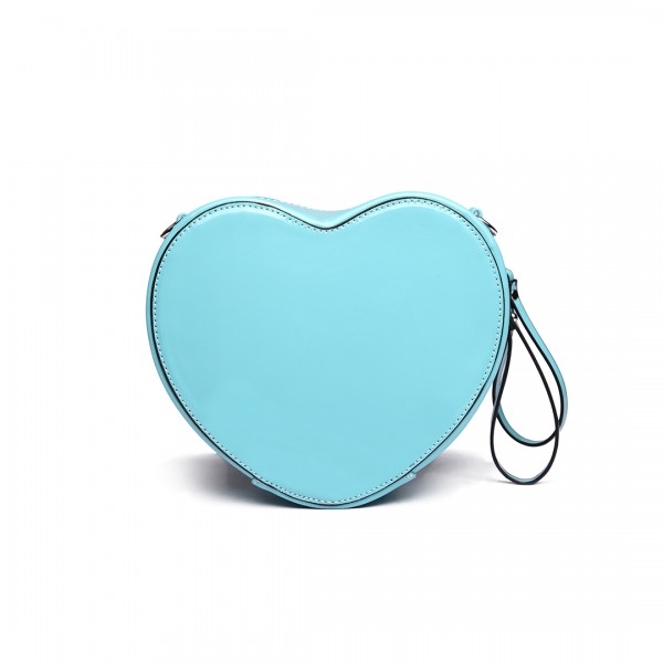 E6703 - Miss Lulu Ladies Heart-shaped Cross body Bag Blue
