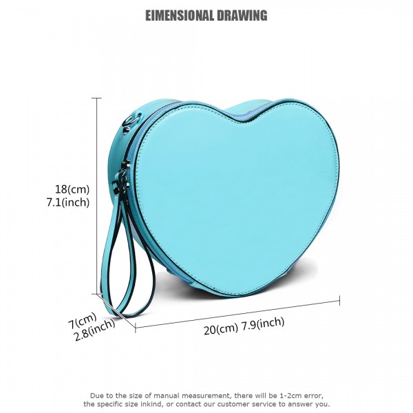 E6703 - Miss Lulu Ladies Heart-shaped Cross body Bag Blue