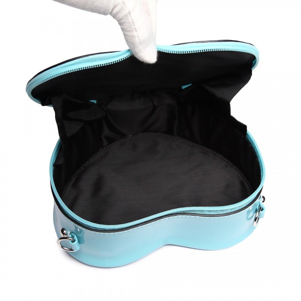 E6703 - Miss Lulu Ladies Heart-shaped Cross body Bag Blue