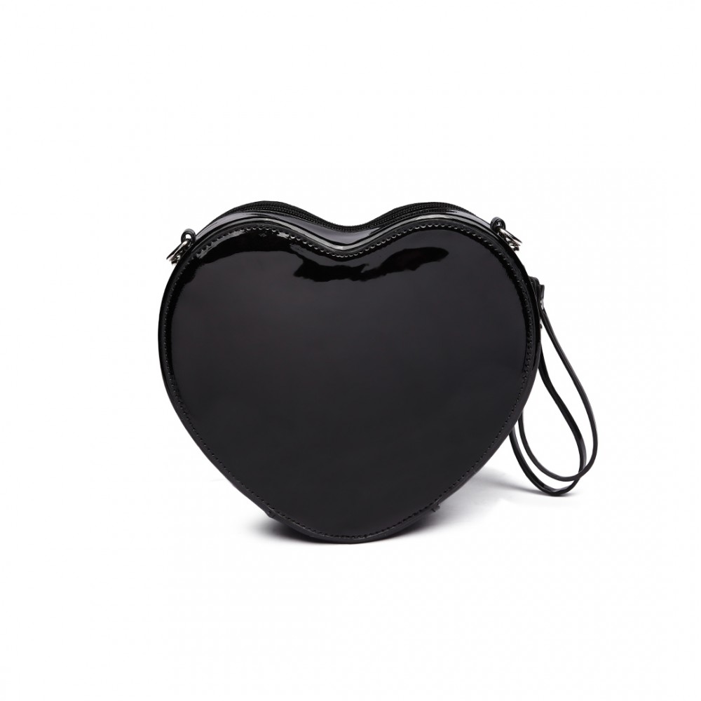 E6703- Miss Lulu Ladies Heart-shaped Cross body Bag Black