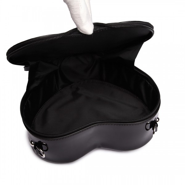 E6703- Miss Lulu Ladies Heart-shaped Cross body Bag Black