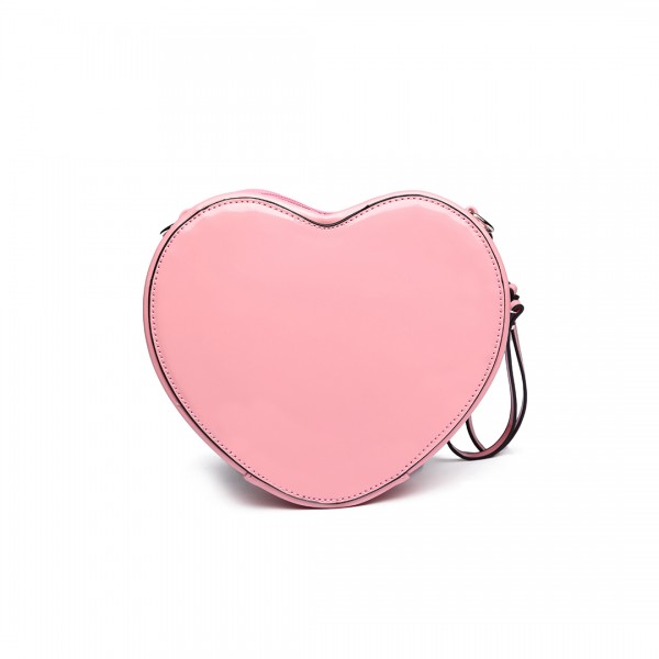 E6703- Miss Lulu Ladies Heart-shaped Cross body Bag pink