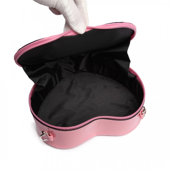 E6703- Miss Lulu Ladies Heart-shaped Cross body Bag pink