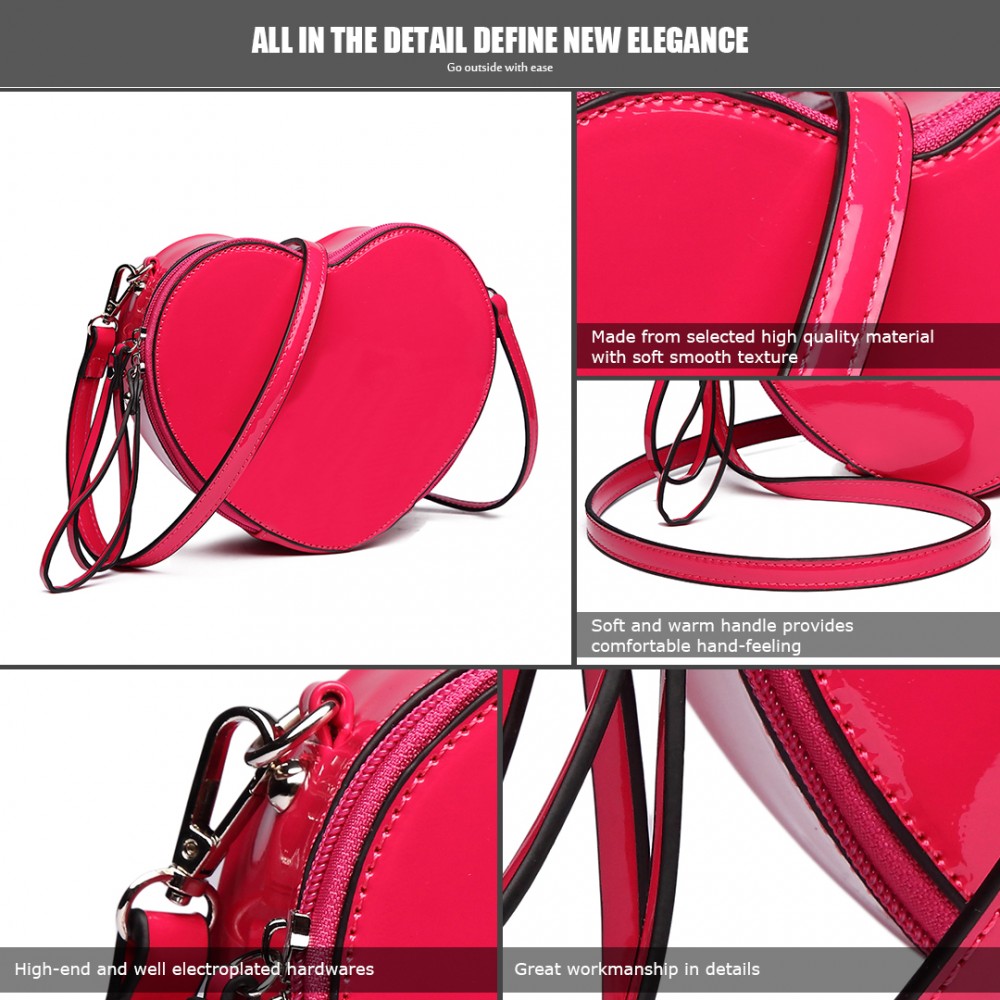E6703- Miss Lulu Ladies Heart-shaped Cross body Bag plum