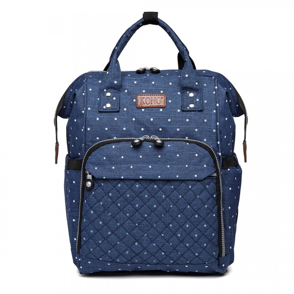 E6705D2 - Kono Wide Open Designed Baby Diaper Changing Backpack Dot - Navy