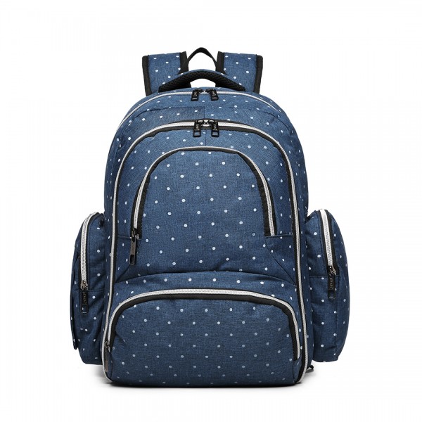 E6706D2 - Kono Large Capacity Multi Function Baby Diaper Backpack Polka Dot - Navy