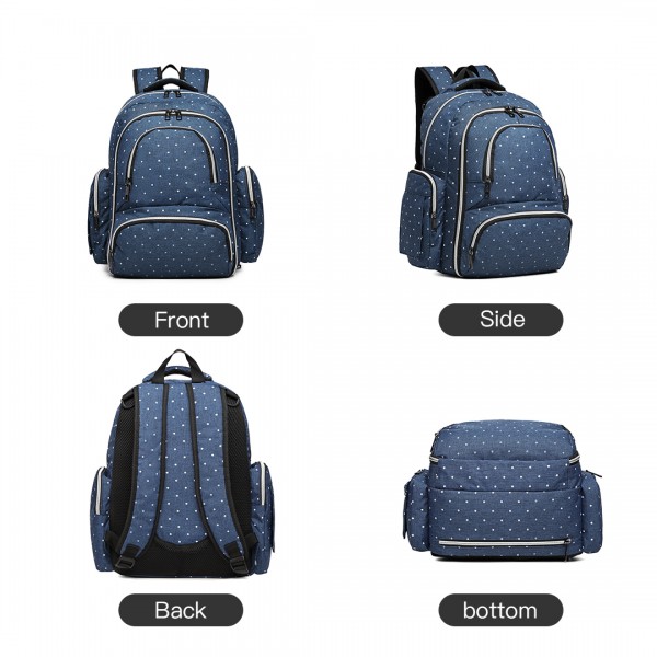 E6706D2 - Kono Large Capacity Multi Function Baby Diaper Backpack Polka Dot - Navy