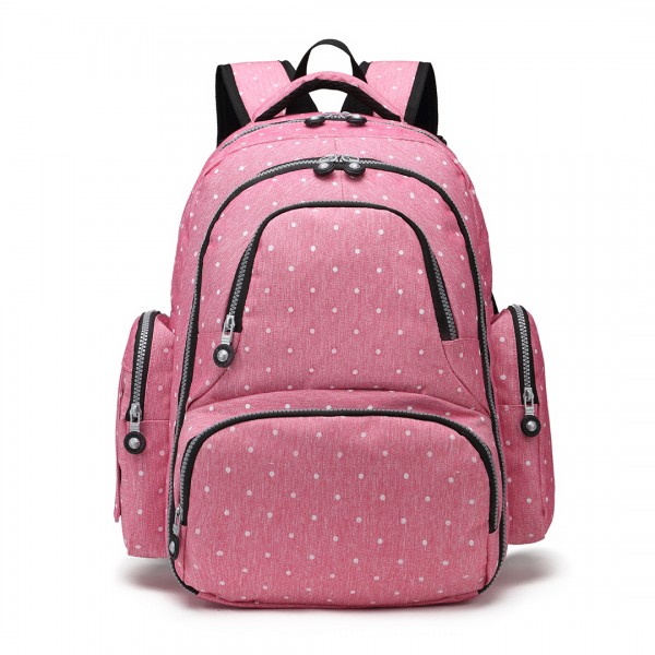 E6706D2 - Kono Large Capacity Multi Function Baby Diaper Backpack Polka Dot - Pink