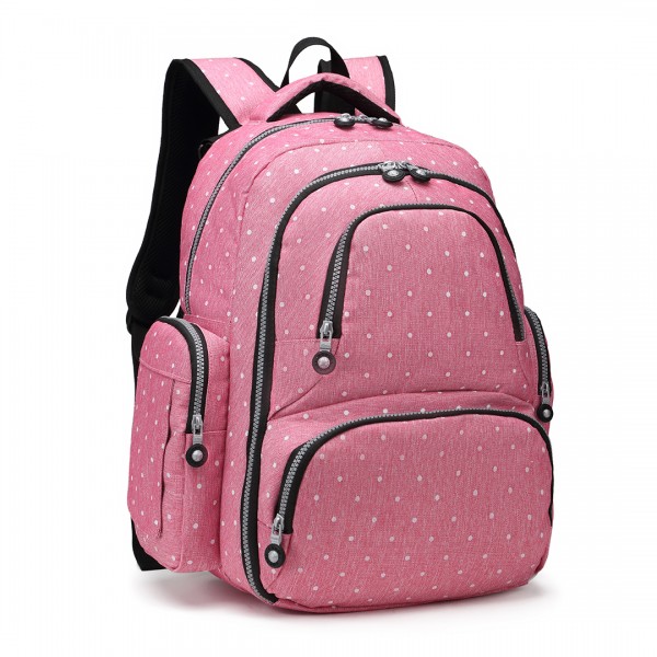 E6706D2 - Kono Large Capacity Multi Function Baby Diaper Backpack Polka Dot - Pink
