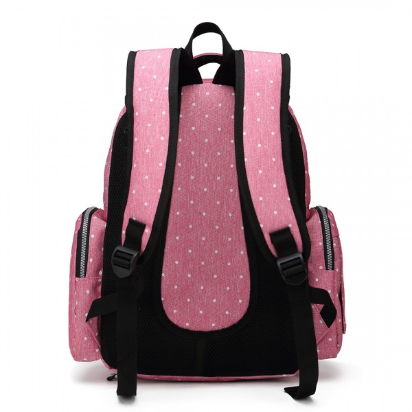 E6706D2 - Kono Large Capacity Multi Function Baby Diaper Backpack Polka Dot - Pink