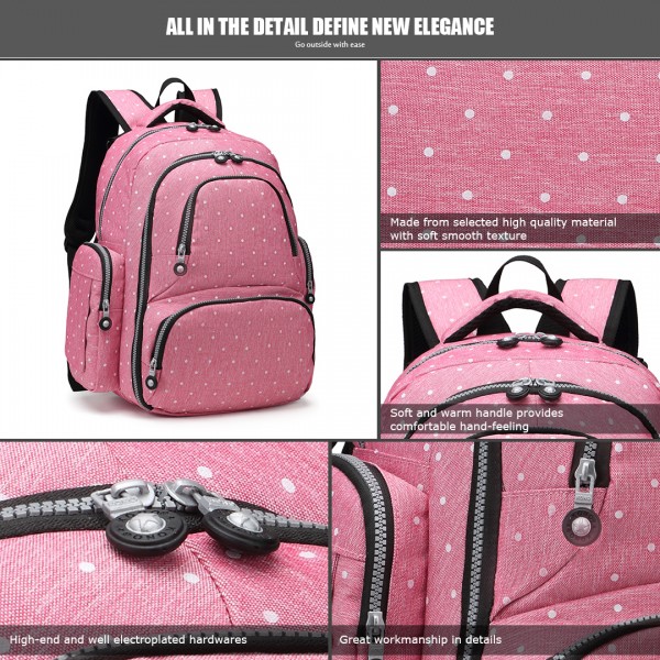 E6706D2 - Kono Large Capacity Multi Function Baby Diaper Backpack Polka Dot - Pink