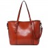 E6709 - Miss Lulu Trendy Womens Tote Bags Wax Leather - Brown E6709 - Miss Lulu Trendy Womens Tote Bags Wax Leather - Brown