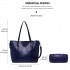 E6709 - Miss Lulu Trendy Womens Tote Bags Wax Leather - Navy