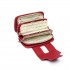 E6711 PM - Leather Look Small Cross Body Chain Strap Satchel Red