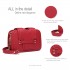 E6711 PM - Leather Look Small Cross Body Chain Strap Satchel Red