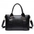 E6712 BK - PU Leather Tote Handbag & Satchel Set Black