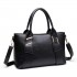 E6712 BK - PU Leather Tote Handbag & Satchel Set Black