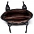 E6712 BK - PU Leather Tote Handbag & Satchel Set Black